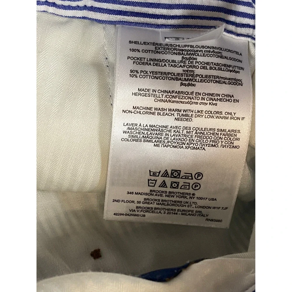 Brooks Brothers Clark Seersucker Pants‎ Mens 36x30 Blue White Striped Cotton